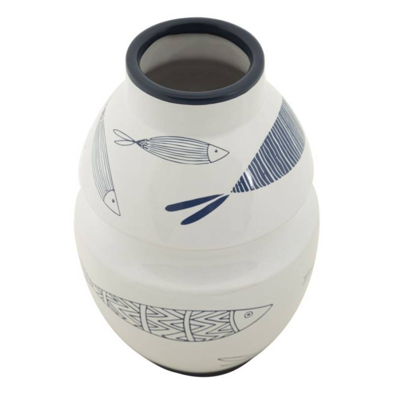 Vase motif poisson en céramique blanche 15x24 cm - Mauro Ferretti - Image 2