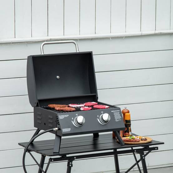 Barbecue à gaz de table acier noir 55 x 46.5 x 41 cm - PANGIVO - Image 4