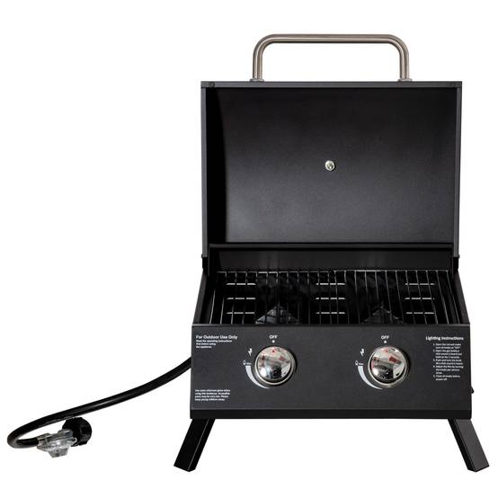 Barbecue à gaz de table acier noir 55 x 46.5 x 41 cm - PANGIVO - Image 2