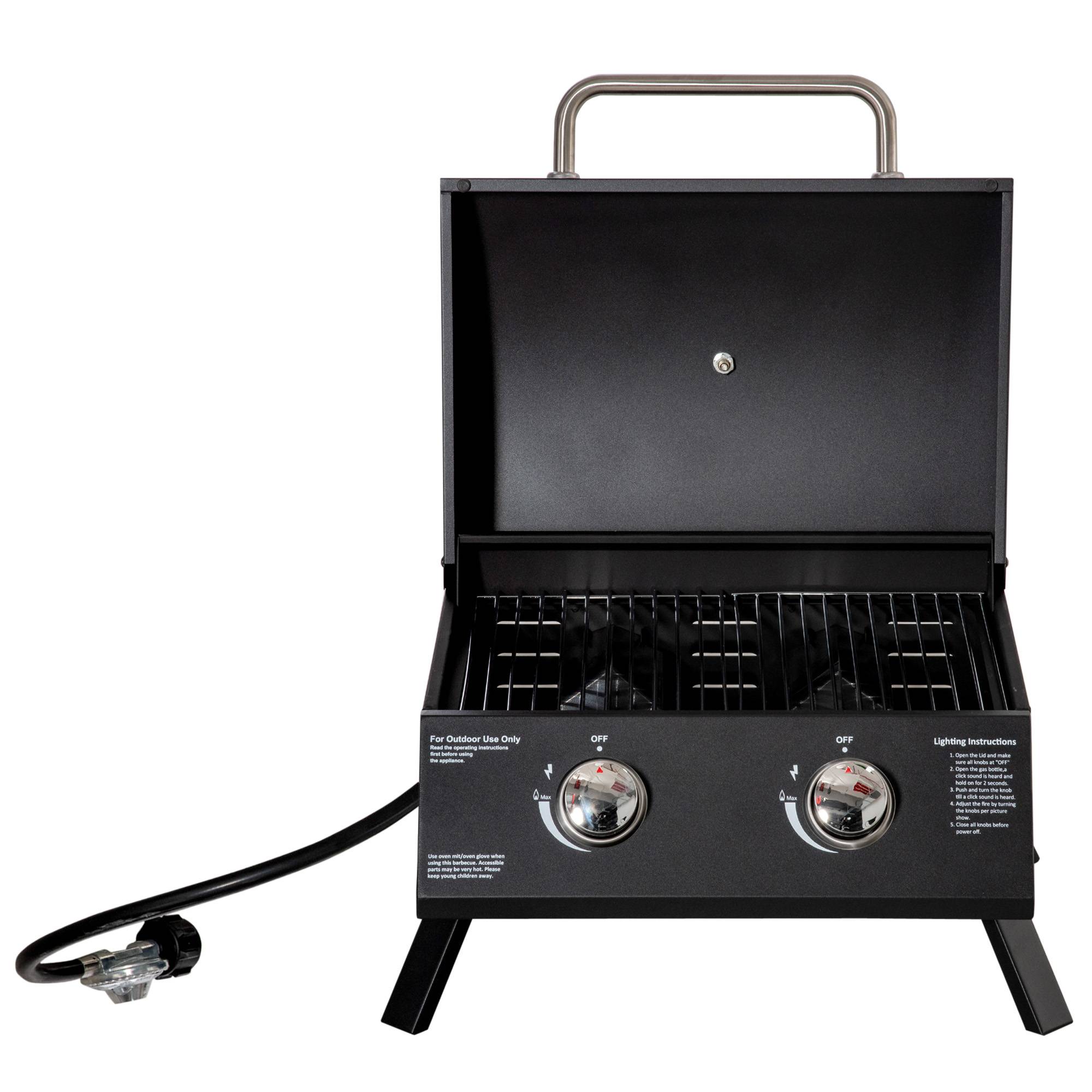 Barbecue à gaz de table acier noir 55 x 46.5 x 41 cm - PANGIVO - Image 2