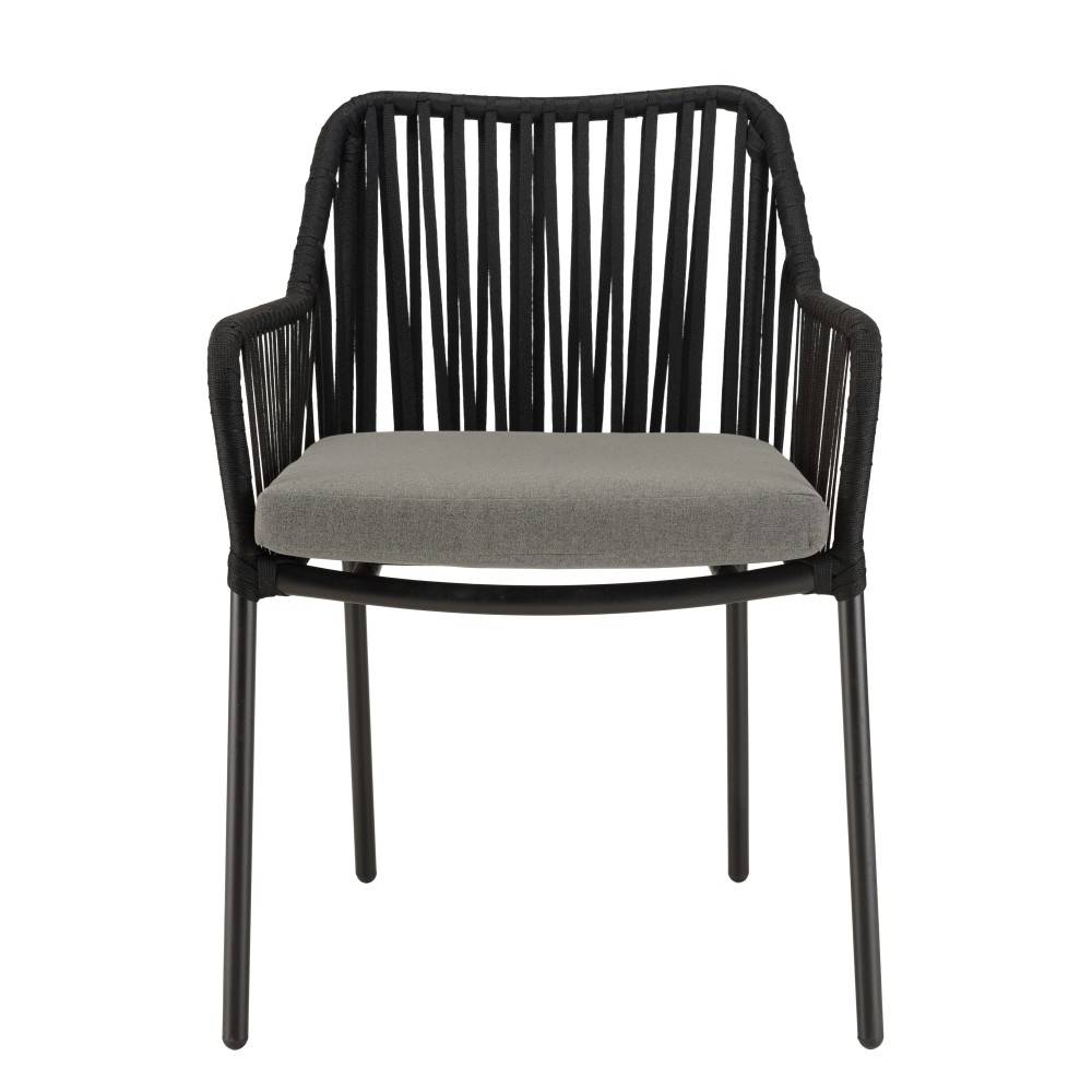 Macabane - MALO - Ensemble de jardin -table 70x70cm et 2 fauteuils gris et noirs - Imagen 8