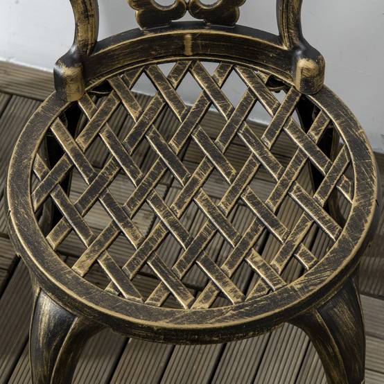 Ensemble bistrot pour jardin en aluminium salon de jardin 3 pièces 2 chaises + table ronde imitation fer forgé - Image 9