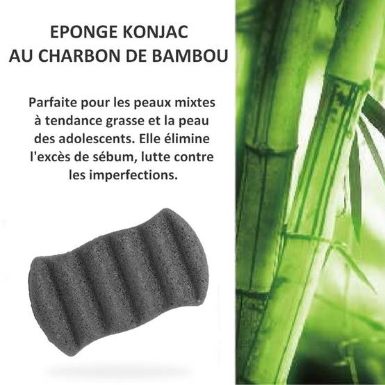 Sun&Sia - Éponge Konjac XL au Charbon de Bambou 100% Naturelle – Nettoie et Exfolie en Douceur - Peau Mixte, Grasse et Acnéique - Image 4