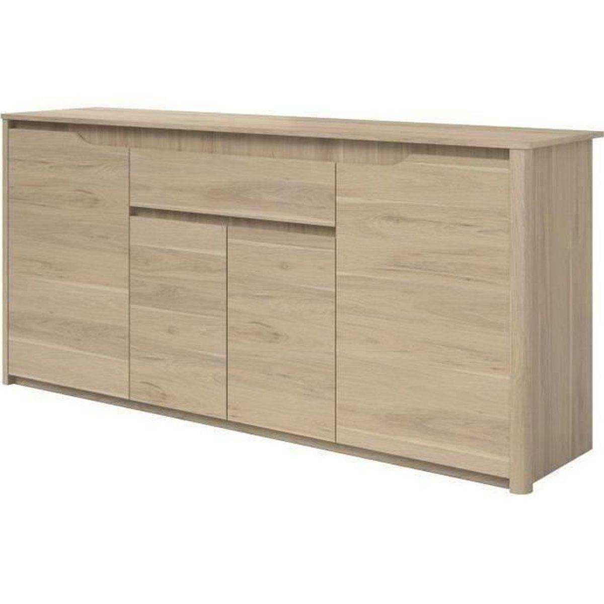 Buffet bas Betty 4 portes + 1 tiroir décor chêne Dakota - Parisot - Image 4