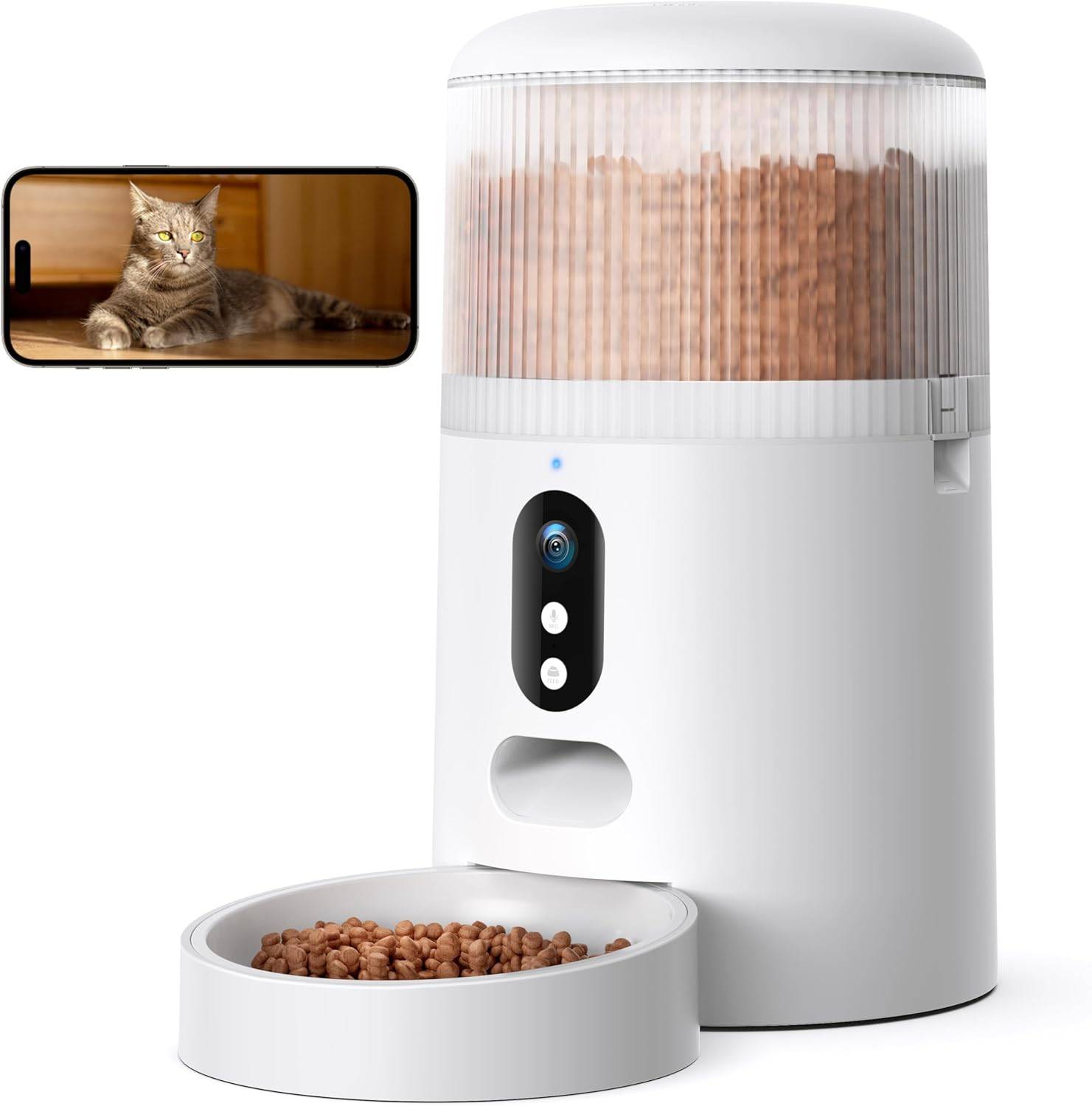 Distributeur Croquettes Chat Automatique, Caméra HD 3MP avec Vision Nocturne, 5G WiFi Vendos85
