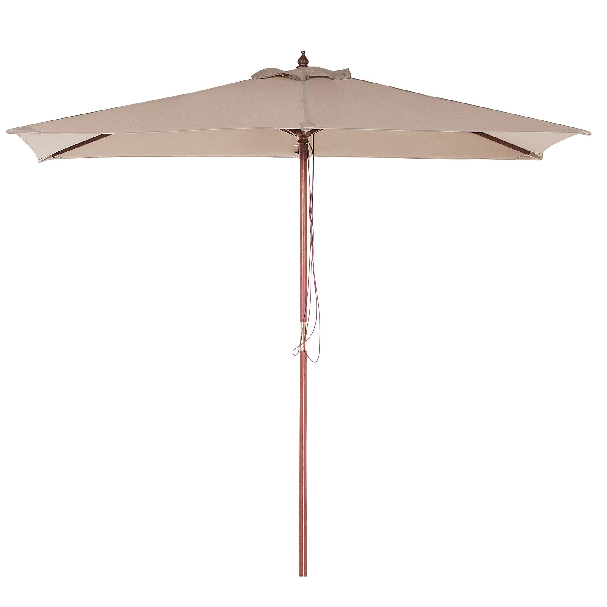 Beliani - Parasol de Jardin ou de Terrasse Rectangulaire Beige Marron avec Pied en Bois, Toile Anti UV 144 x 195 cm et Ouverture Facile avec Corde Beliani - Imagen 1