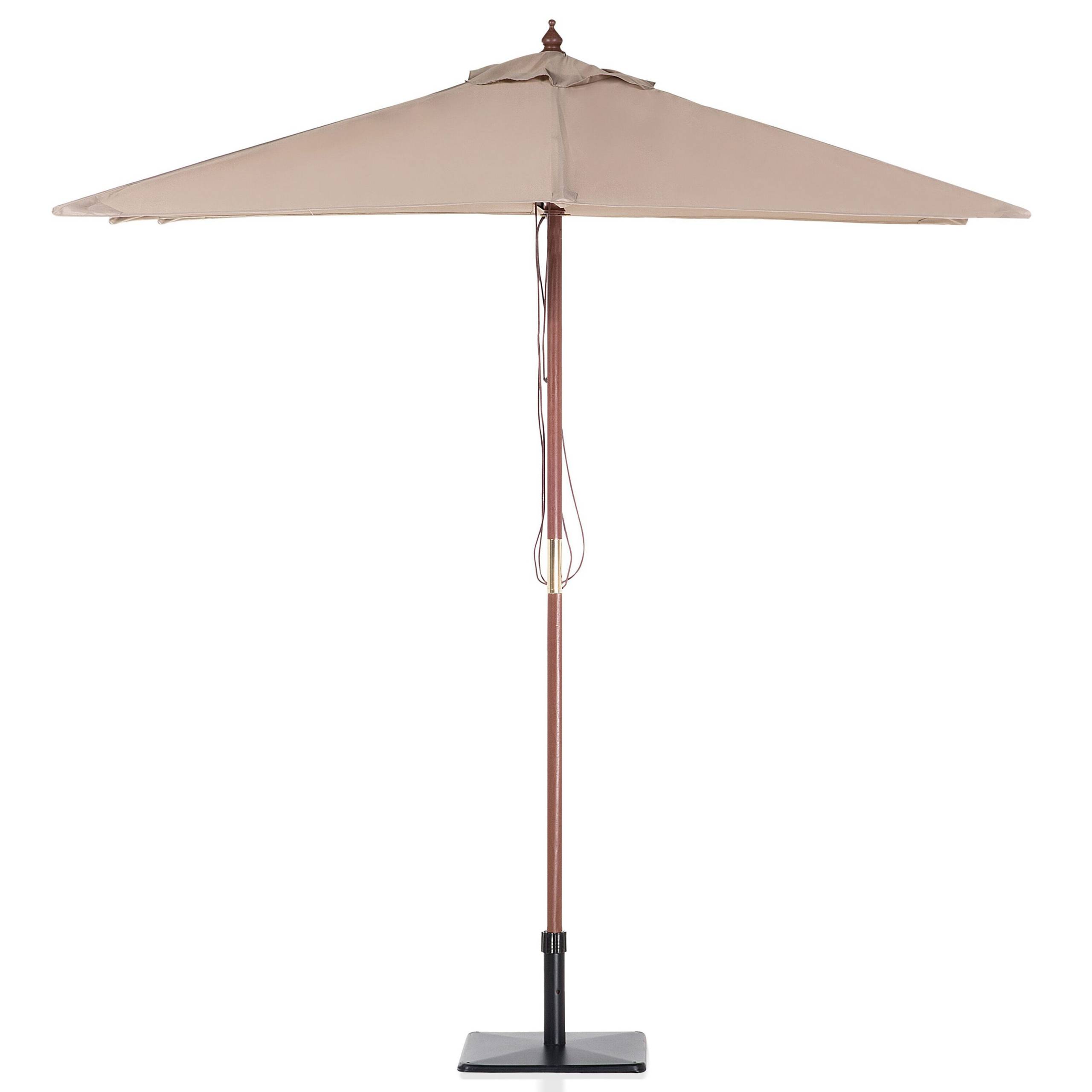 Beliani - Parasol de Jardin ou de Terrasse Rectangulaire Beige Marron avec Pied en Bois, Toile Anti UV 144 x 195 cm et Ouverture Facile avec Corde Beliani - Imagen 6