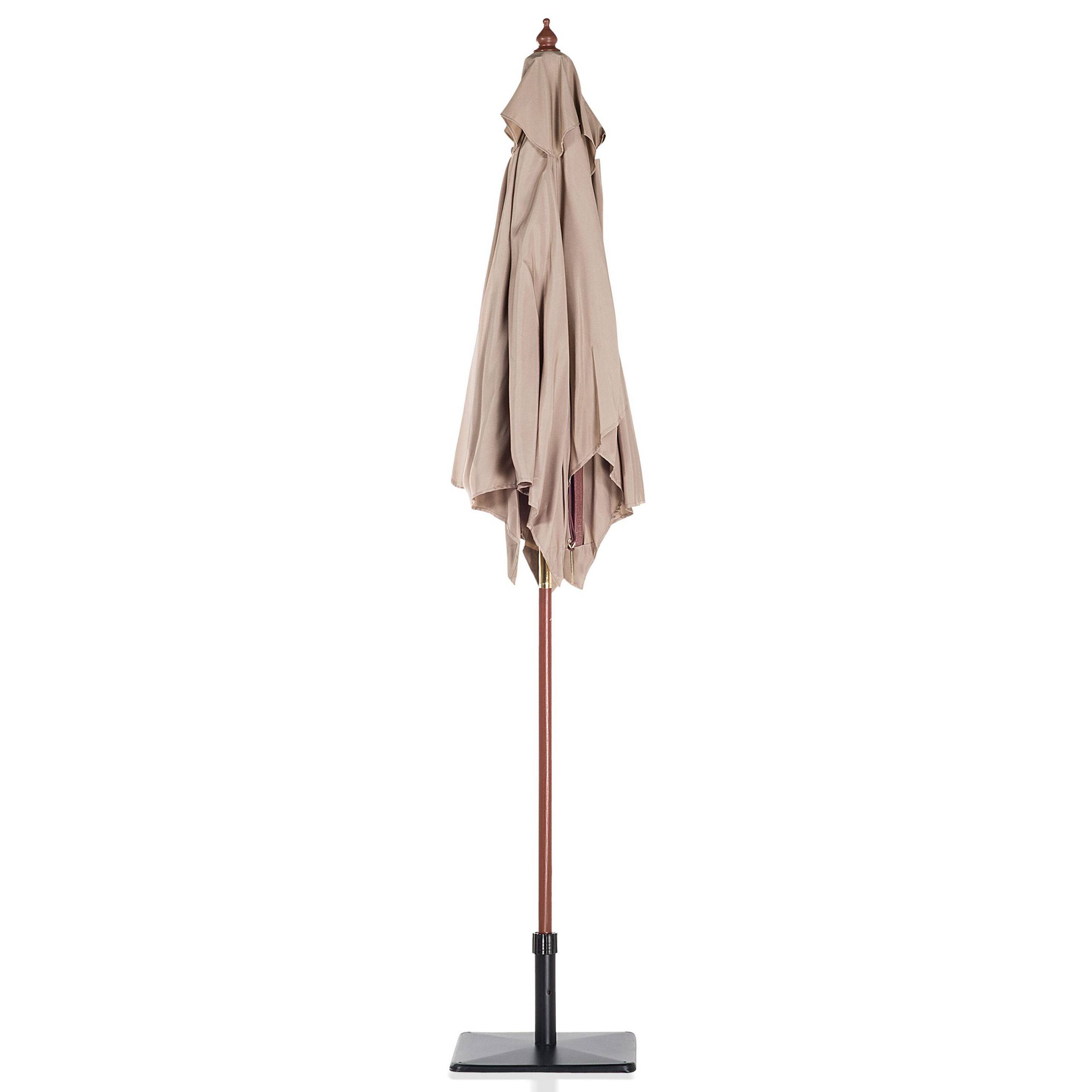 Beliani - Parasol de Jardin ou de Terrasse Rectangulaire Beige Marron avec Pied en Bois, Toile Anti UV 144 x 195 cm et Ouverture Facile avec Corde Beliani - Imagen 7