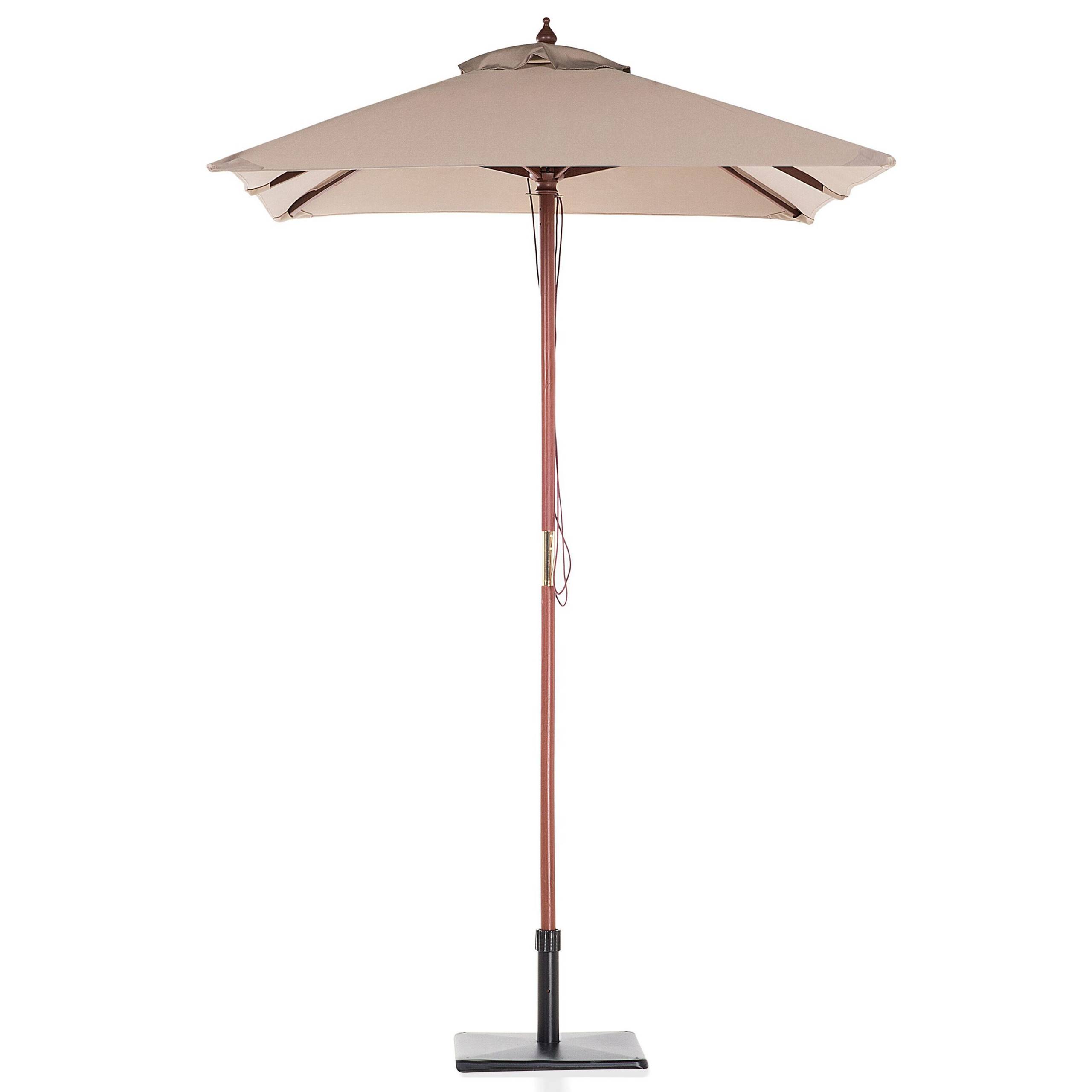 Beliani - Parasol de Jardin ou de Terrasse Rectangulaire Beige Marron avec Pied en Bois, Toile Anti UV 144 x 195 cm et Ouverture Facile avec Corde Beliani - Imagen 4