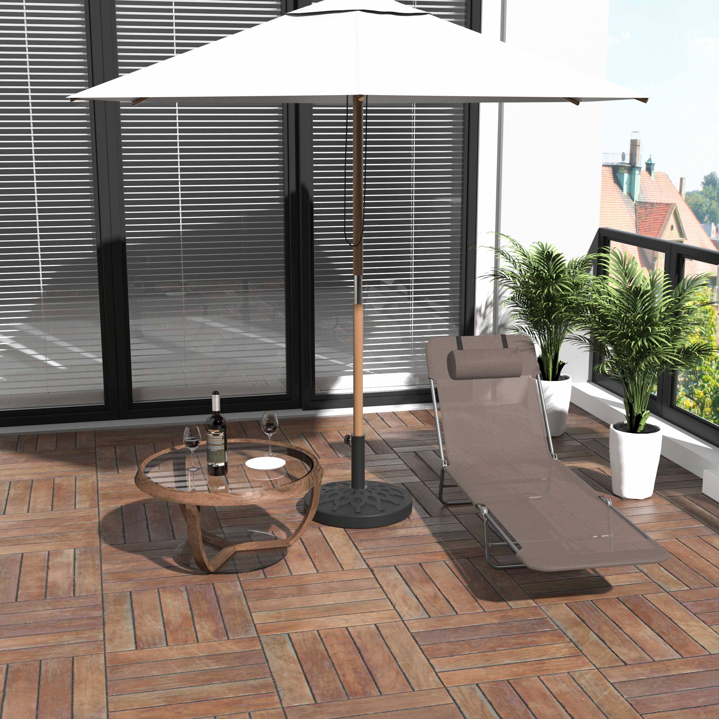 Transat pliable et réglable, chaise longue de jardin avec appui-tête 5 positions, capacité de charge 120 kg, marron - Image 4