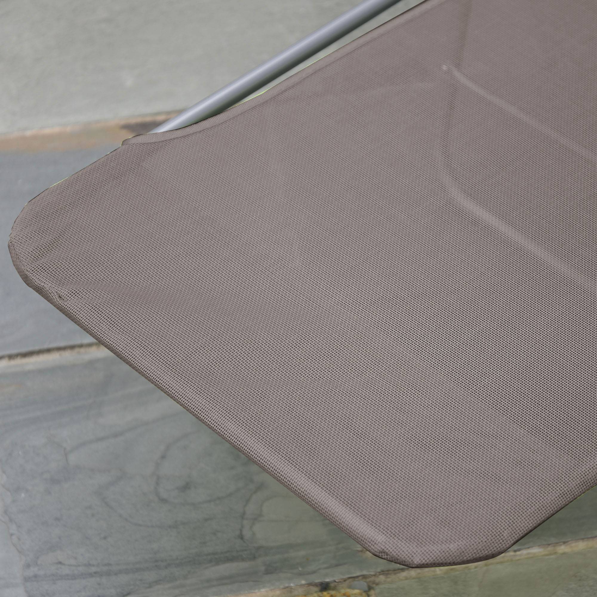 Transat pliable et réglable, chaise longue de jardin avec appui-tête 5 positions, capacité de charge 120 kg, marron - Image 10
