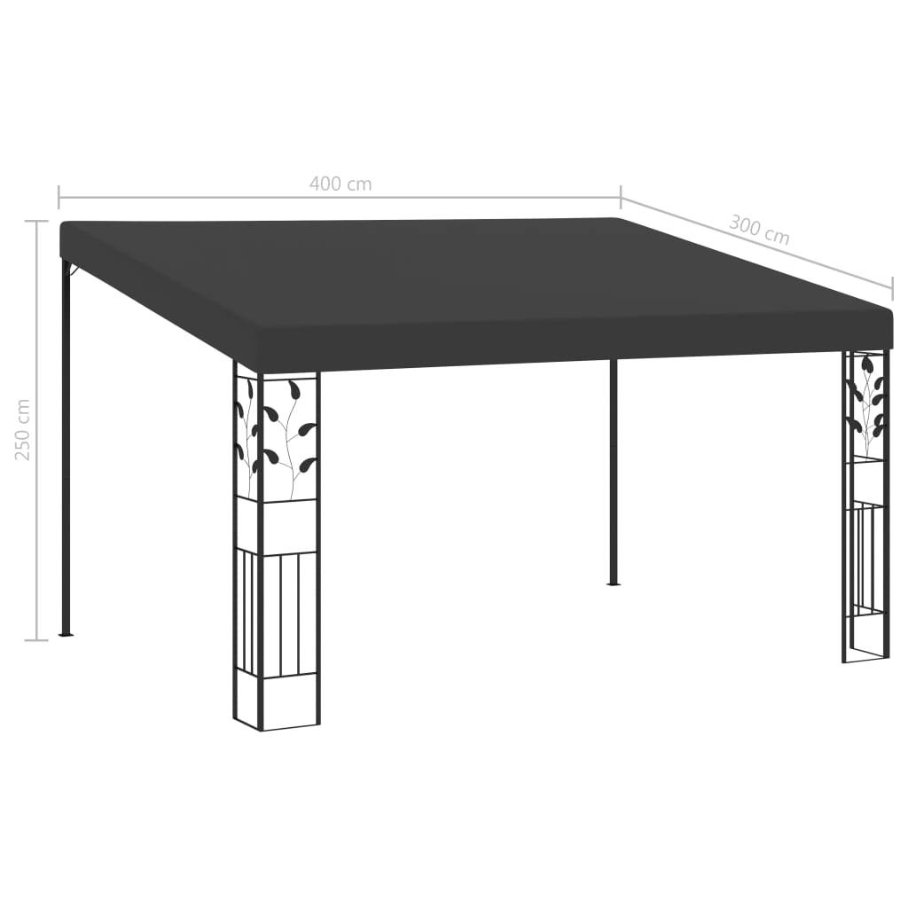 ComfortXL - Auvent Mural pour Terrasse Tonnelle Adossée Acier et Toile 4x3m Anthracite - ComfortXL Outdoor Living - Image 6