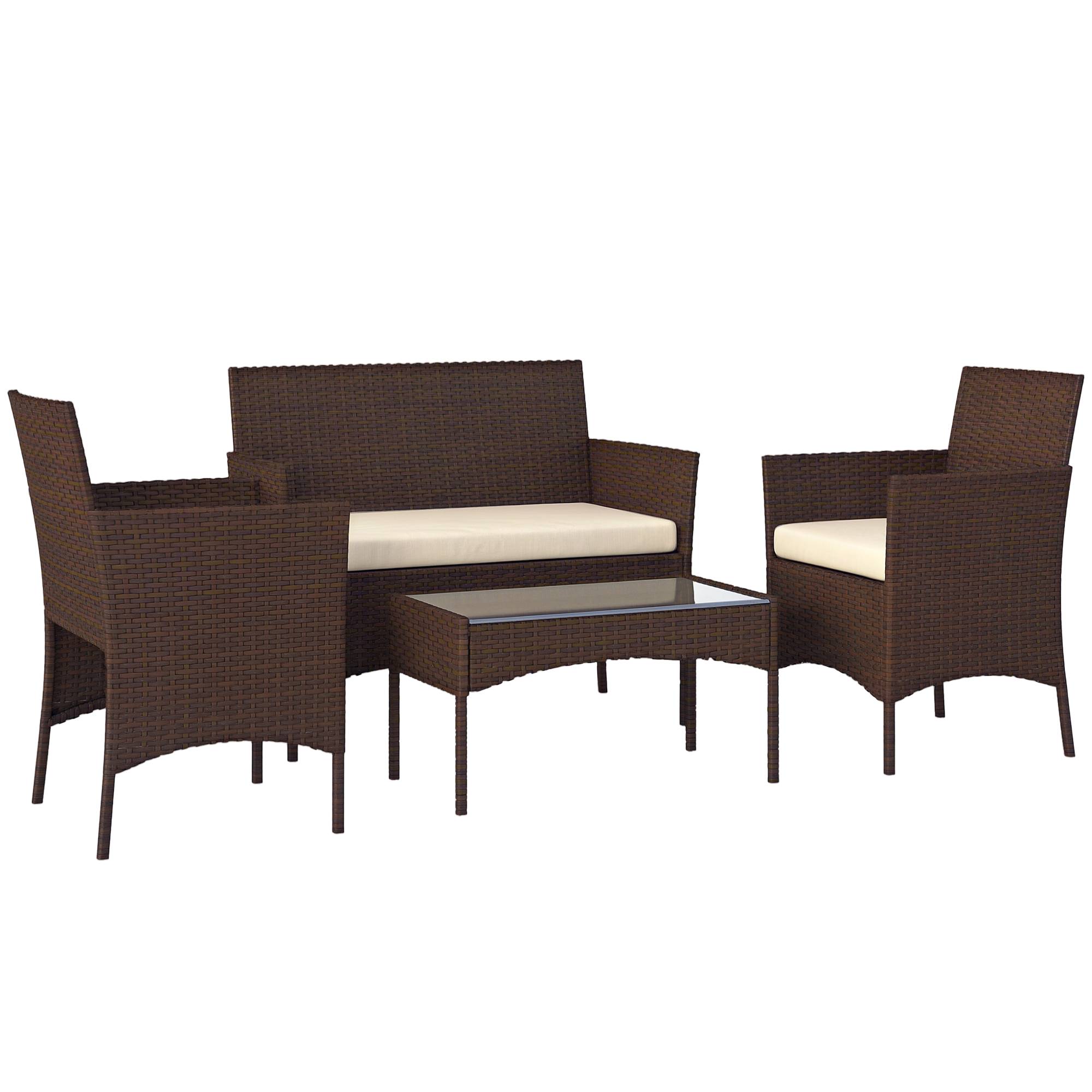 Salon de Jardin Extérieur 3 pièces | Mobilier de jardin Beige Résine tressée 102x58x82 cm - Image 1