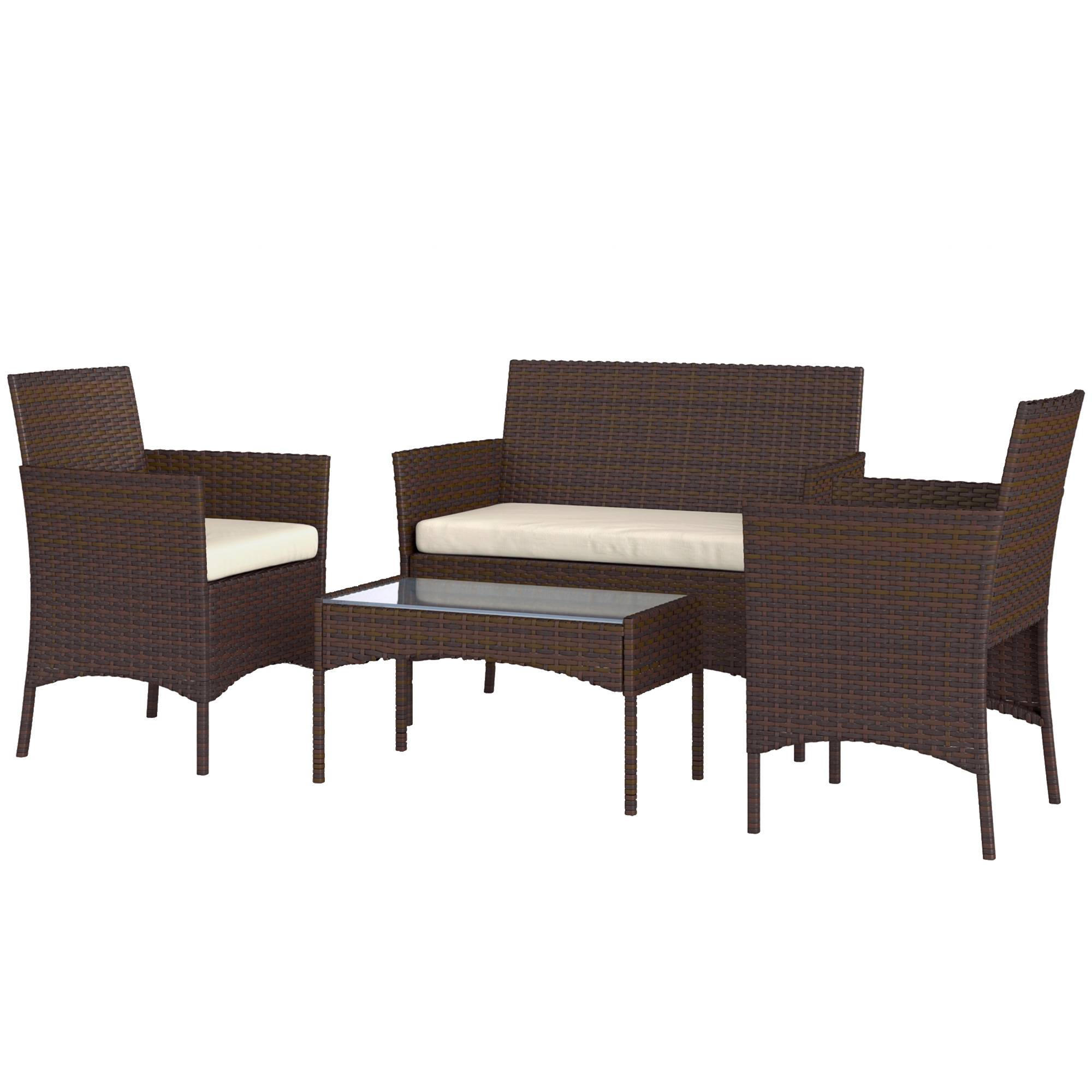 Salon de Jardin Extérieur 3 pièces | Mobilier de jardin Beige Résine tressée 102x58x82 cm - Image 2