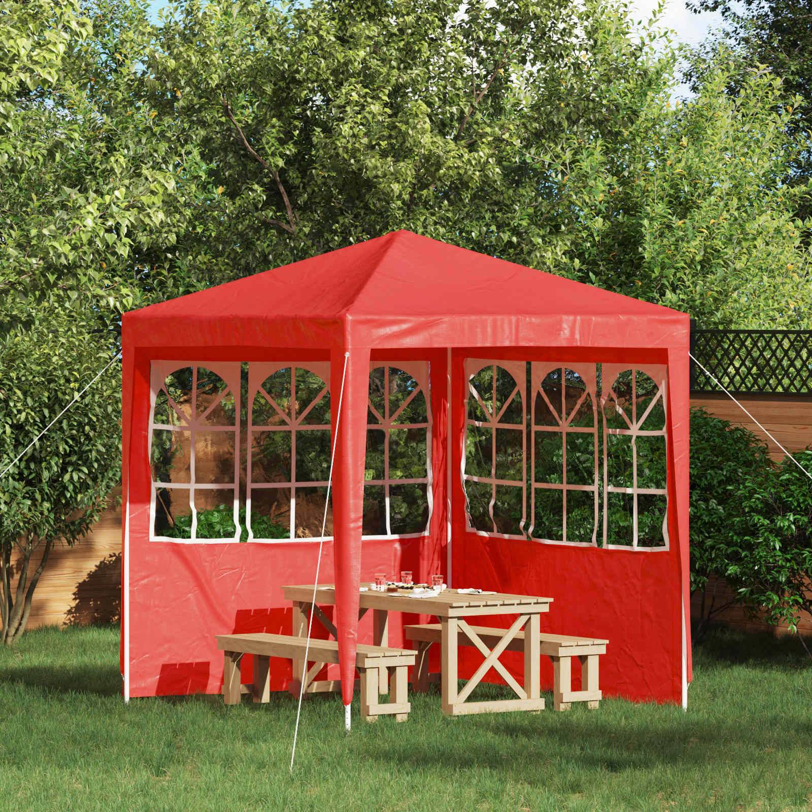 Parois de tente de fête PE et acier rouge 200 x 195 cm - PANGIVO - Image 1