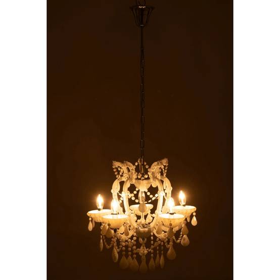 J-Line - Lustre en Verre "Antique" 57cm Blanc - Image 5