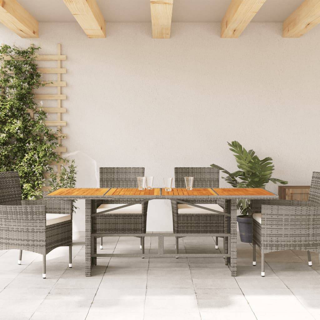 ComfortXL - Table de Jardin Bi-Matière Grise et Bois d'Acacia 190cm, Structure en Poly Rotin Robuste – ComfortXL Outdoor Living - Image 3