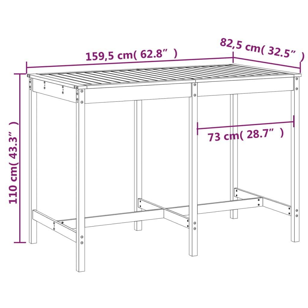 Table de jardin bois massif pin 159,5 x 82,5 x 110 cm - PANGIVO - Image 7