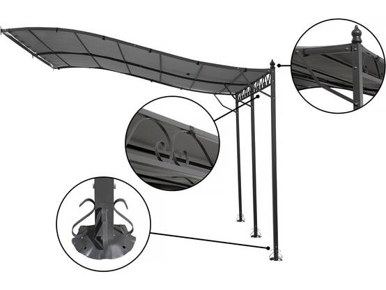 Pergola Tonnelle Adossée En Métal - 3 X 4 M - Gris -habitat Et Jardin - Image 4