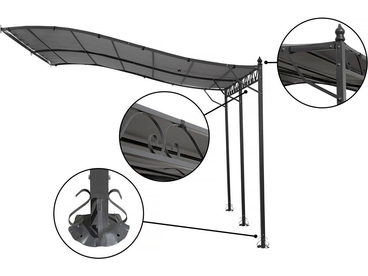 Pergola Tonnelle Adossée En Métal - 3 X 4 M - Gris -habitat Et Jardin - Image 4