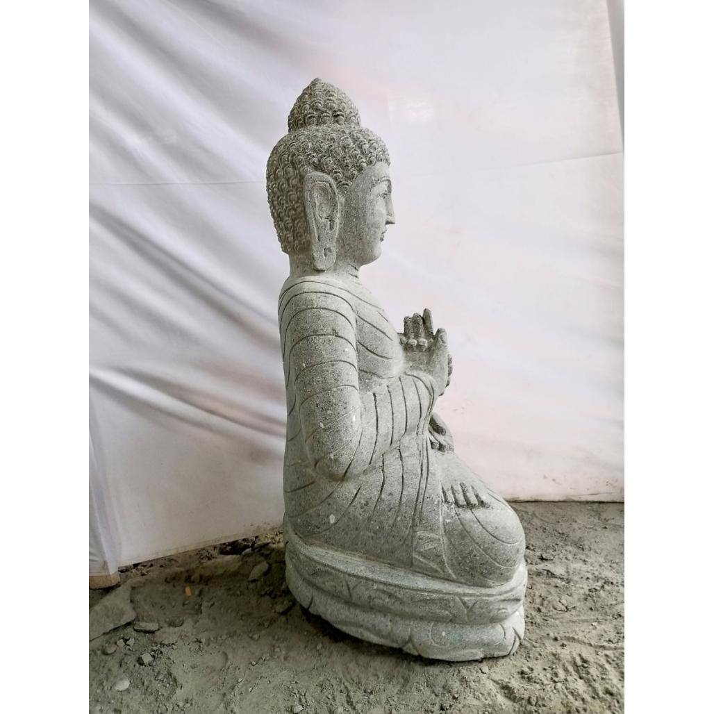 Wanda COLLECTION - Sculpture de bouddha en pierre volcanique chakra et chapelet 80cm - Image 4