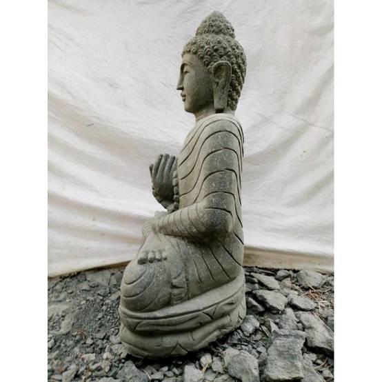 Wanda COLLECTION - Sculpture de bouddha en pierre volcanique chakra et chapelet 80cm - Image 3