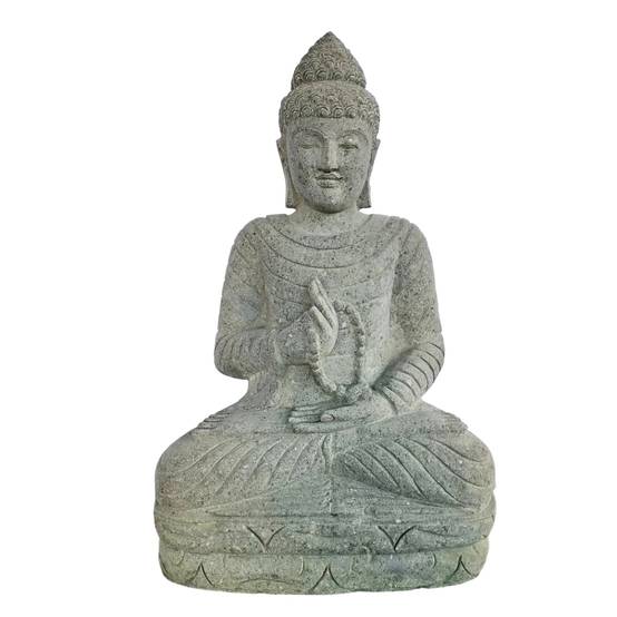 Wanda COLLECTION - Sculpture de bouddha en pierre volcanique chakra et chapelet 80cm - Image 1
