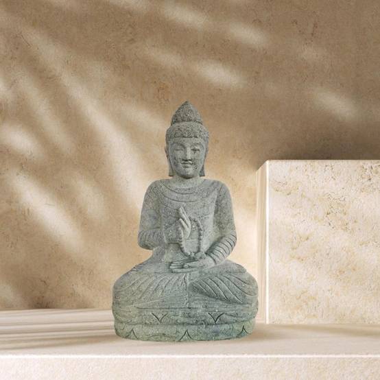 Wanda COLLECTION - Sculpture de bouddha en pierre volcanique chakra et chapelet 80cm - Image 2