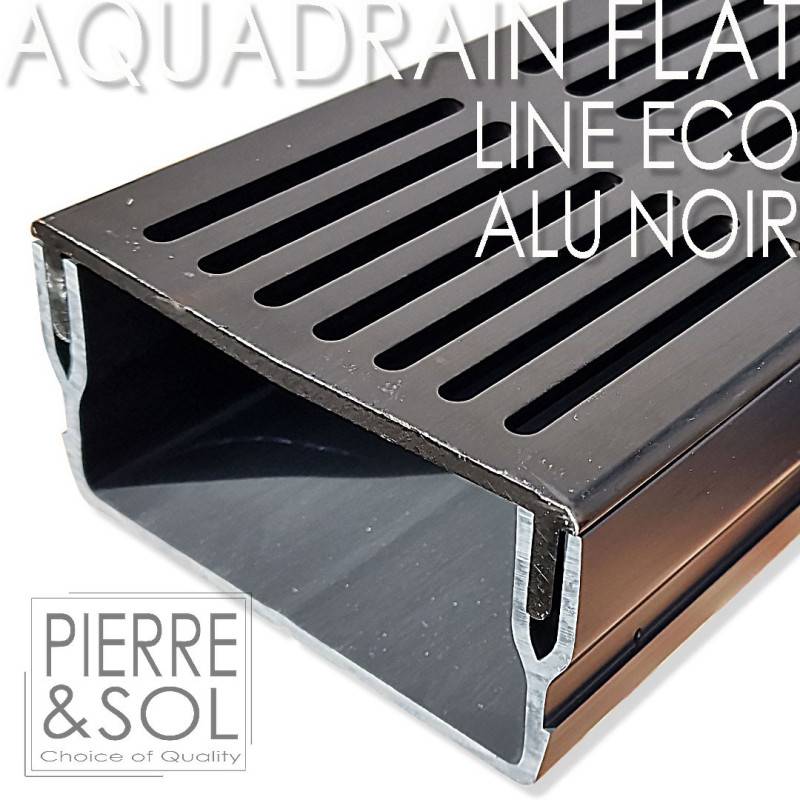 Caniveau plat H 5 cm Grille aluminium NOIR - AquaDrain - FLAT - LINE ECO -       Caniveau de 100 cm - Image 2