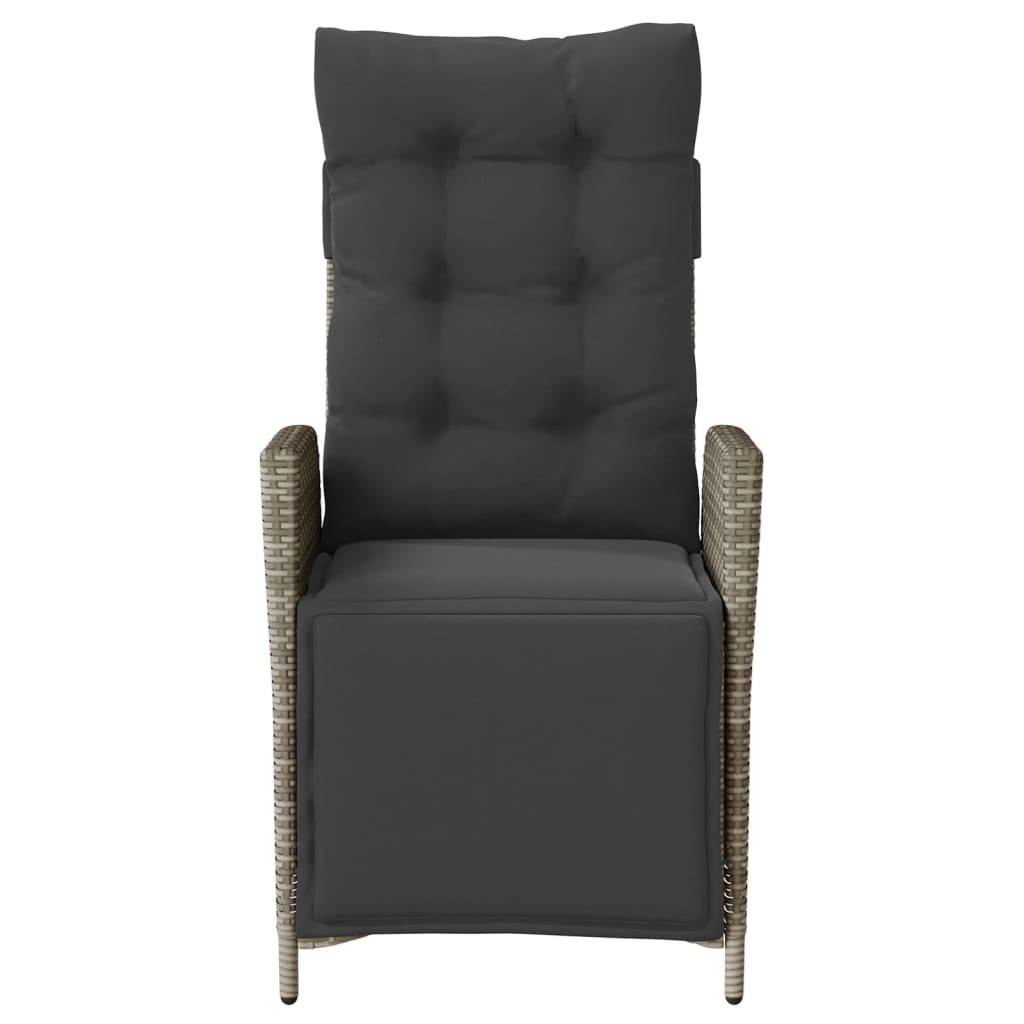 Chaise de jardin inclinable - Chaise d'extérieur - Fauteuil d'extérieur et repose-pied gris résine tressée - MEUBLE PRO - Image 4