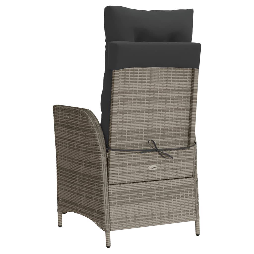 Chaise de jardin inclinable - Chaise d'extérieur - Fauteuil d'extérieur et repose-pied gris résine tressée - MEUBLE PRO - Image 6