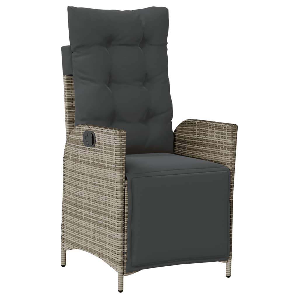 Chaise de jardin inclinable - Chaise d'extérieur - Fauteuil d'extérieur et repose-pied gris résine tressée - MEUBLE PRO - Image 1