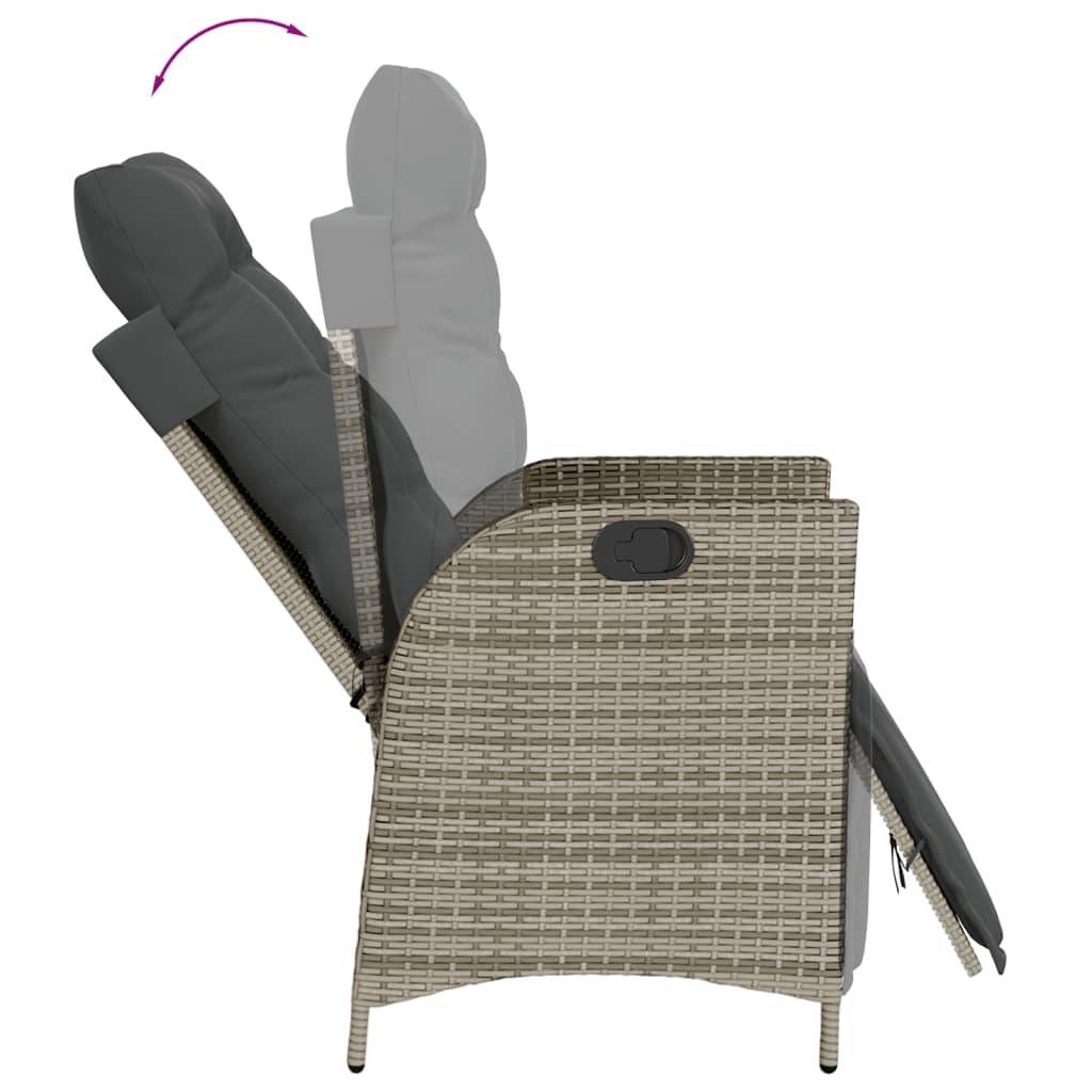 Chaise de jardin inclinable - Chaise d'extérieur - Fauteuil d'extérieur et repose-pied gris résine tressée - MEUBLE PRO - Image 7