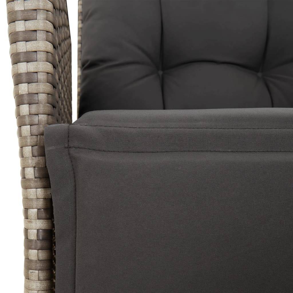Chaise de jardin inclinable - Chaise d'extérieur - Fauteuil d'extérieur et repose-pied gris résine tressée - MEUBLE PRO - Image 9