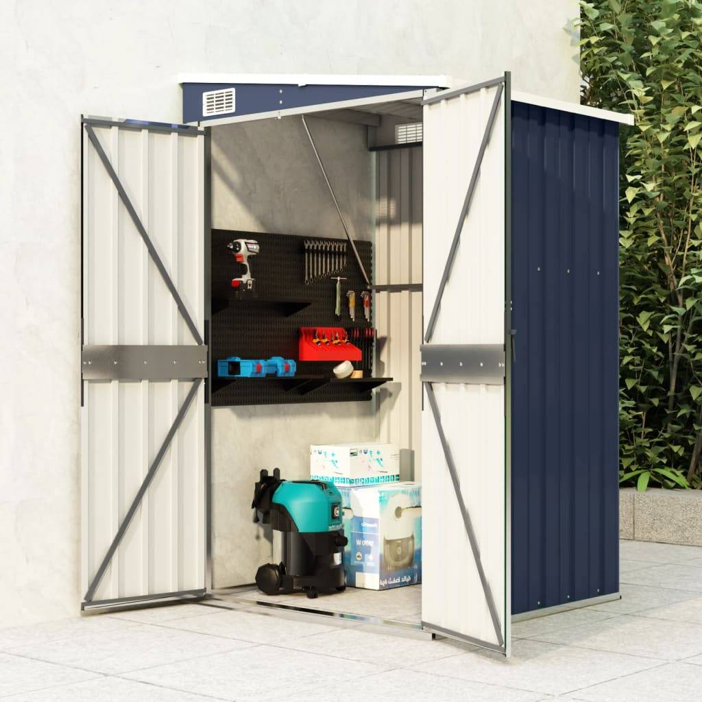 Abri de jardin 1.18m² - Cabane de jardin - Remise de jardin murale Anthracite 118x100x178 cm Acier MAISON CHIC - Image 2