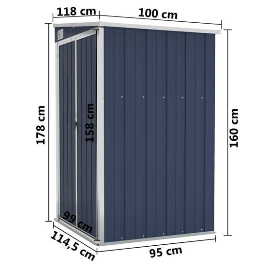 Abri de jardin 1.18m² - Cabane de jardin - Remise de jardin murale Anthracite 118x100x178 cm Acier MAISON CHIC - Image 7
