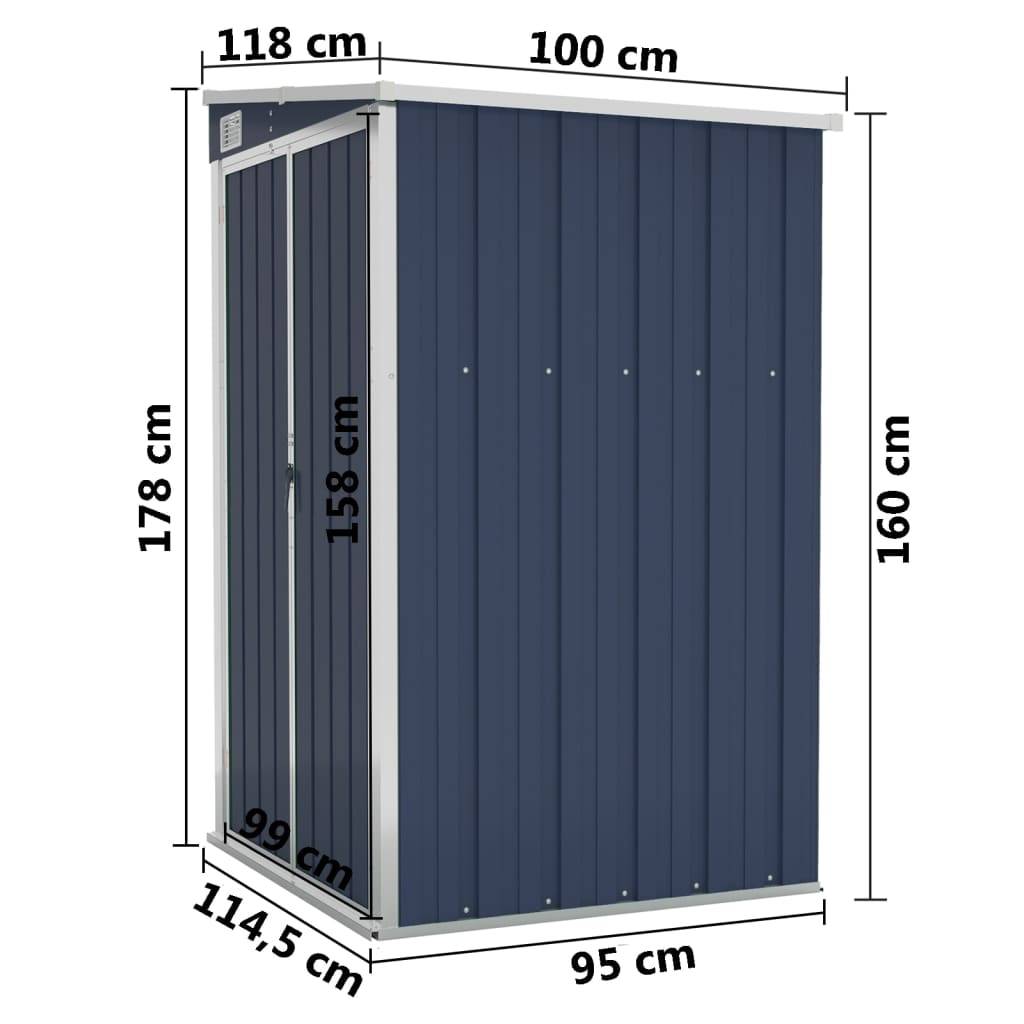 Abri de jardin 1.18m² - Cabane de jardin - Remise de jardin murale Anthracite 118x100x178 cm Acier MAISON CHIC - Image 7