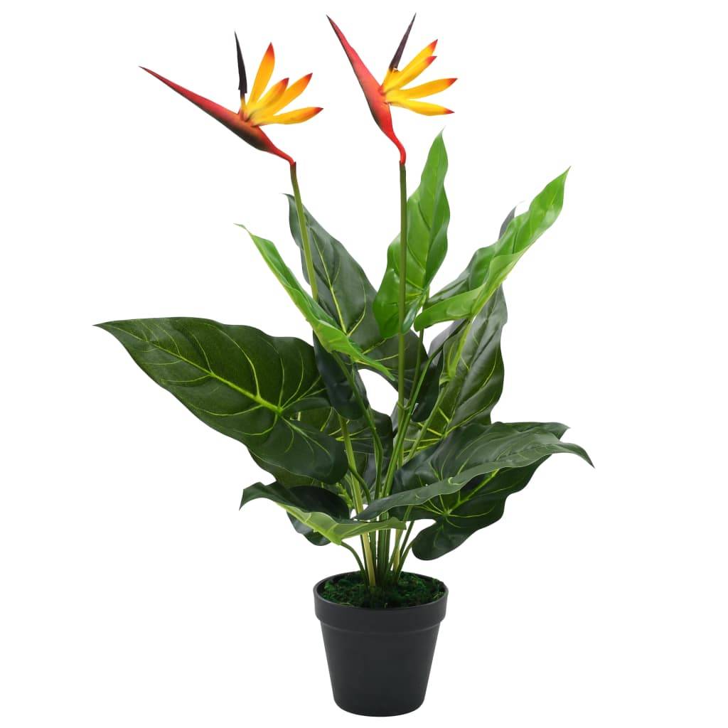 PANGIVO - Plante artificielle Strelitzia Reginae plastique vert rouge et jaune 66 cm - PANGIVO