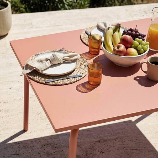 Oviala - Table de jardin en acier 120 x 70 cm argile Palavas - Oviala - Imagen 3