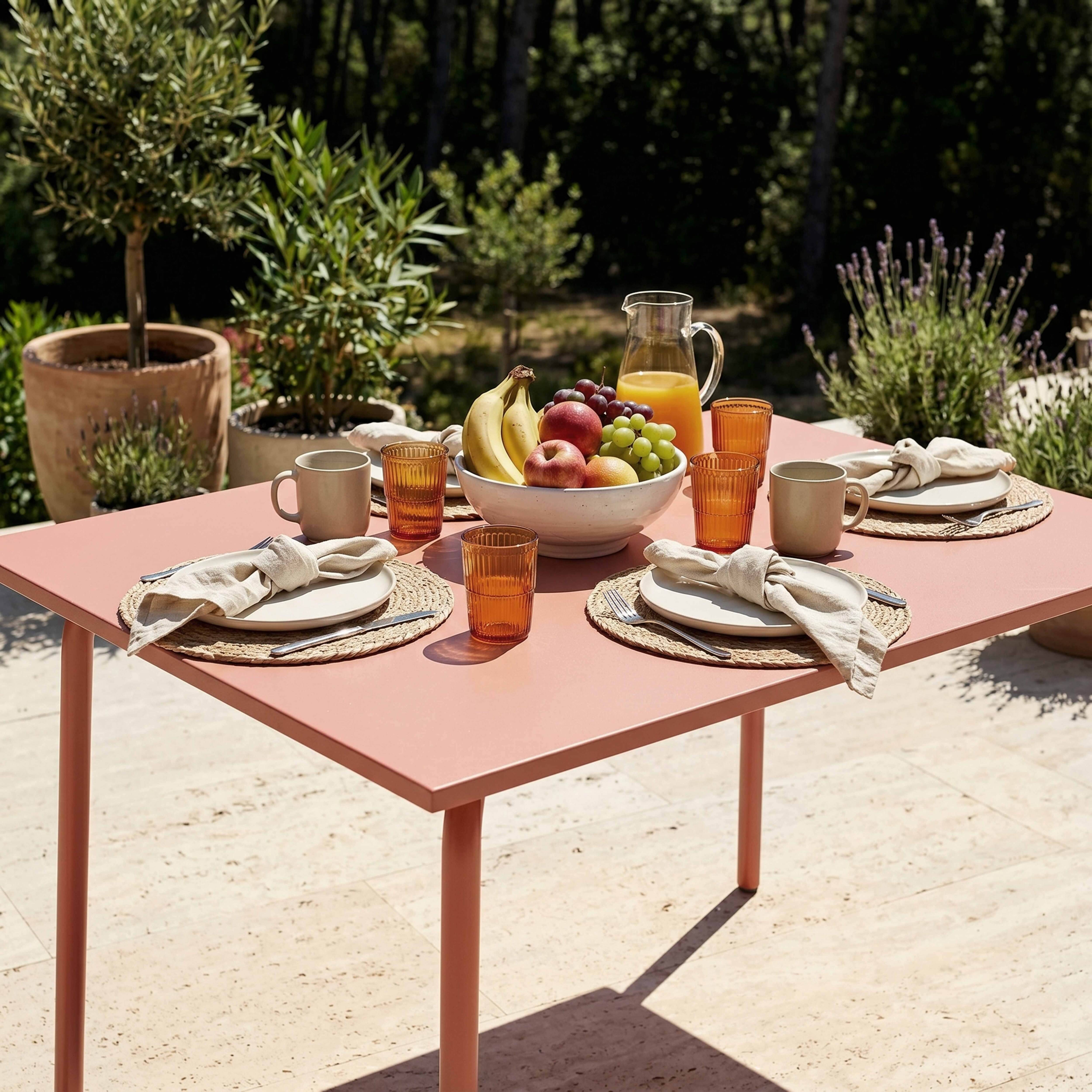 Oviala - Table de jardin en acier 120 x 70 cm argile Palavas - Oviala - Imagen 4