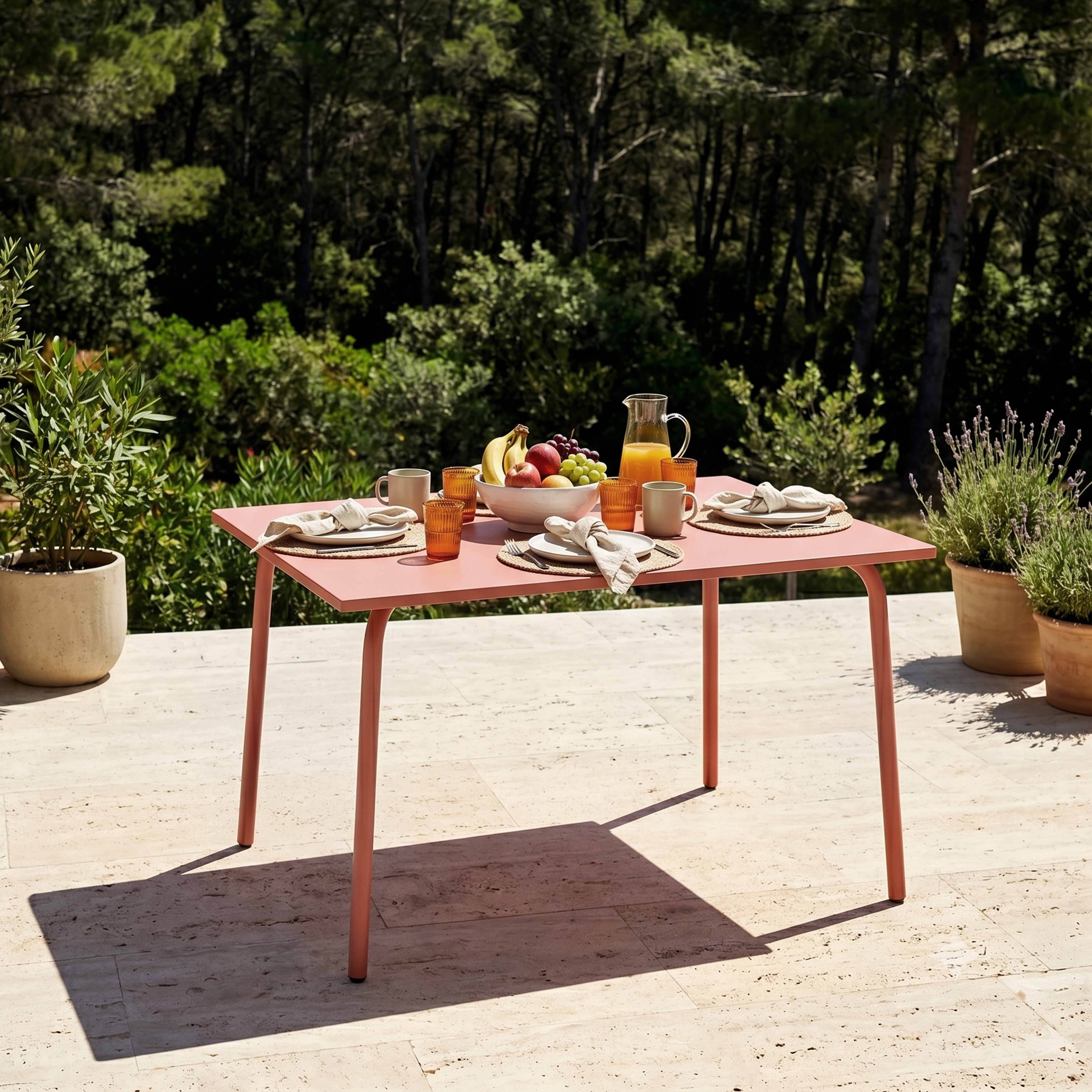 Oviala - Table de jardin en acier 120 x 70 cm argile Palavas - Oviala - Imagen 2