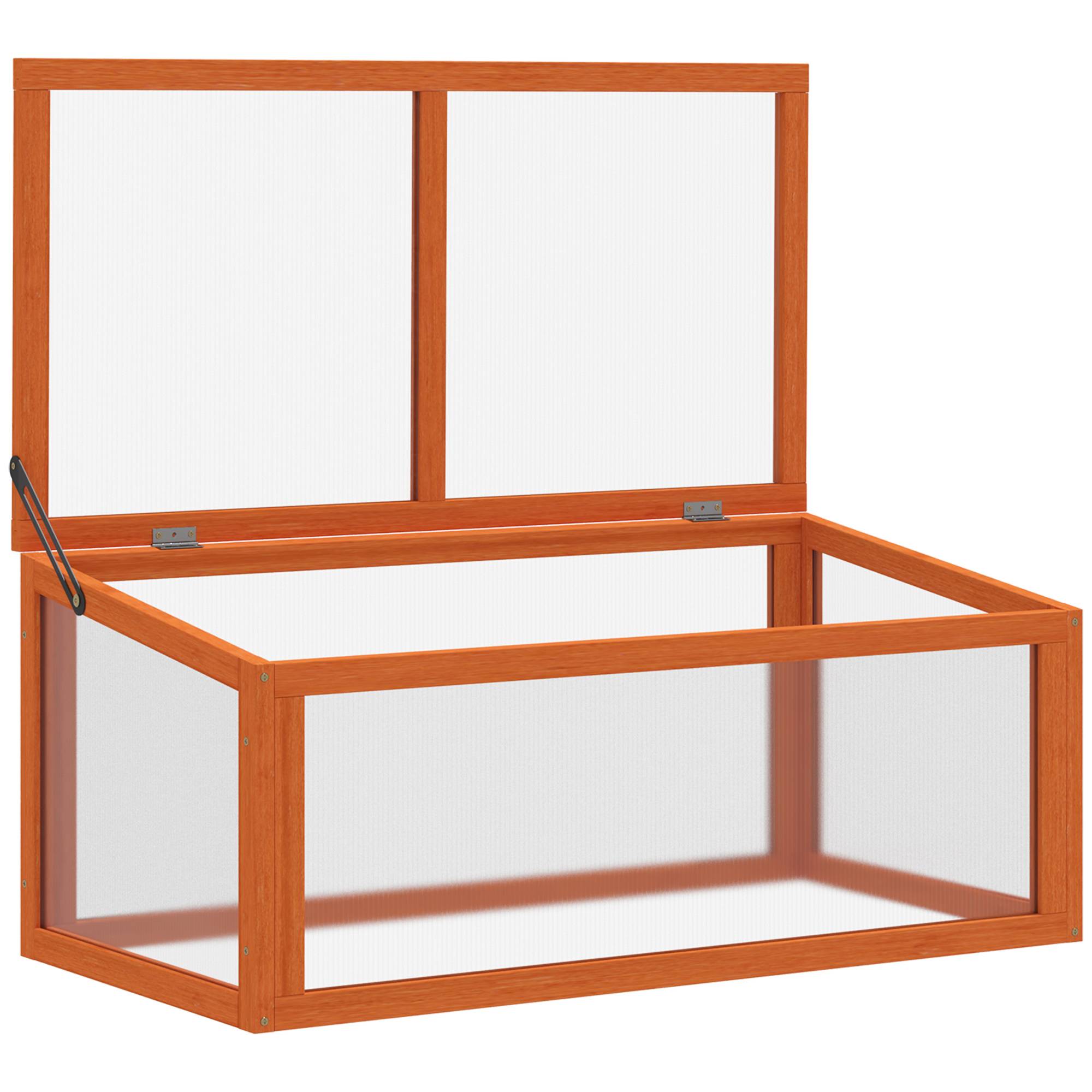 ComfortXL - Mini serre bois sapin polycarbonate pour semis croissance toit ouvrant 90x46x40cm orange - ComfortXL Outdoor Living - Image 2