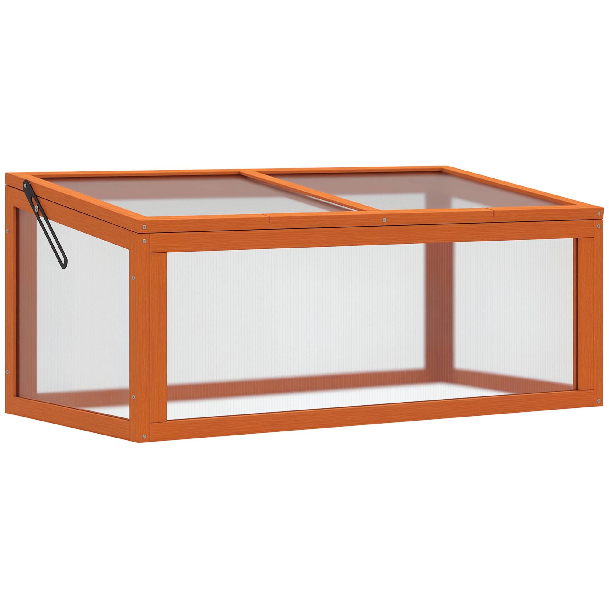 ComfortXL - Mini serre bois sapin polycarbonate pour semis croissance toit ouvrant 90x46x40cm orange - ComfortXL Outdoor Living - Image 1