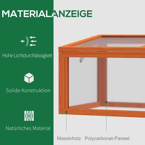ComfortXL - Mini serre bois sapin polycarbonate pour semis croissance toit ouvrant 90x46x40cm orange - ComfortXL Outdoor Living - Image 6