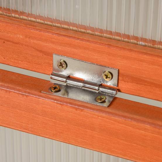 ComfortXL - Mini serre bois sapin polycarbonate pour semis croissance toit ouvrant 90x46x40cm orange - ComfortXL Outdoor Living - Image 10