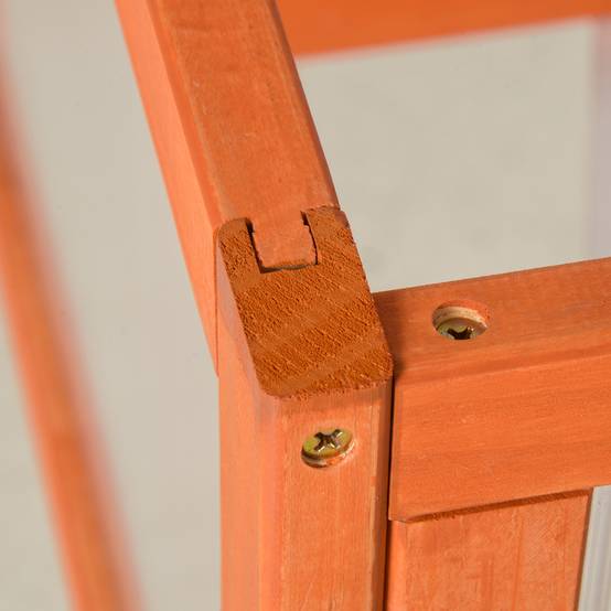 ComfortXL - Mini serre bois sapin polycarbonate pour semis croissance toit ouvrant 90x46x40cm orange - ComfortXL Outdoor Living - Image 9