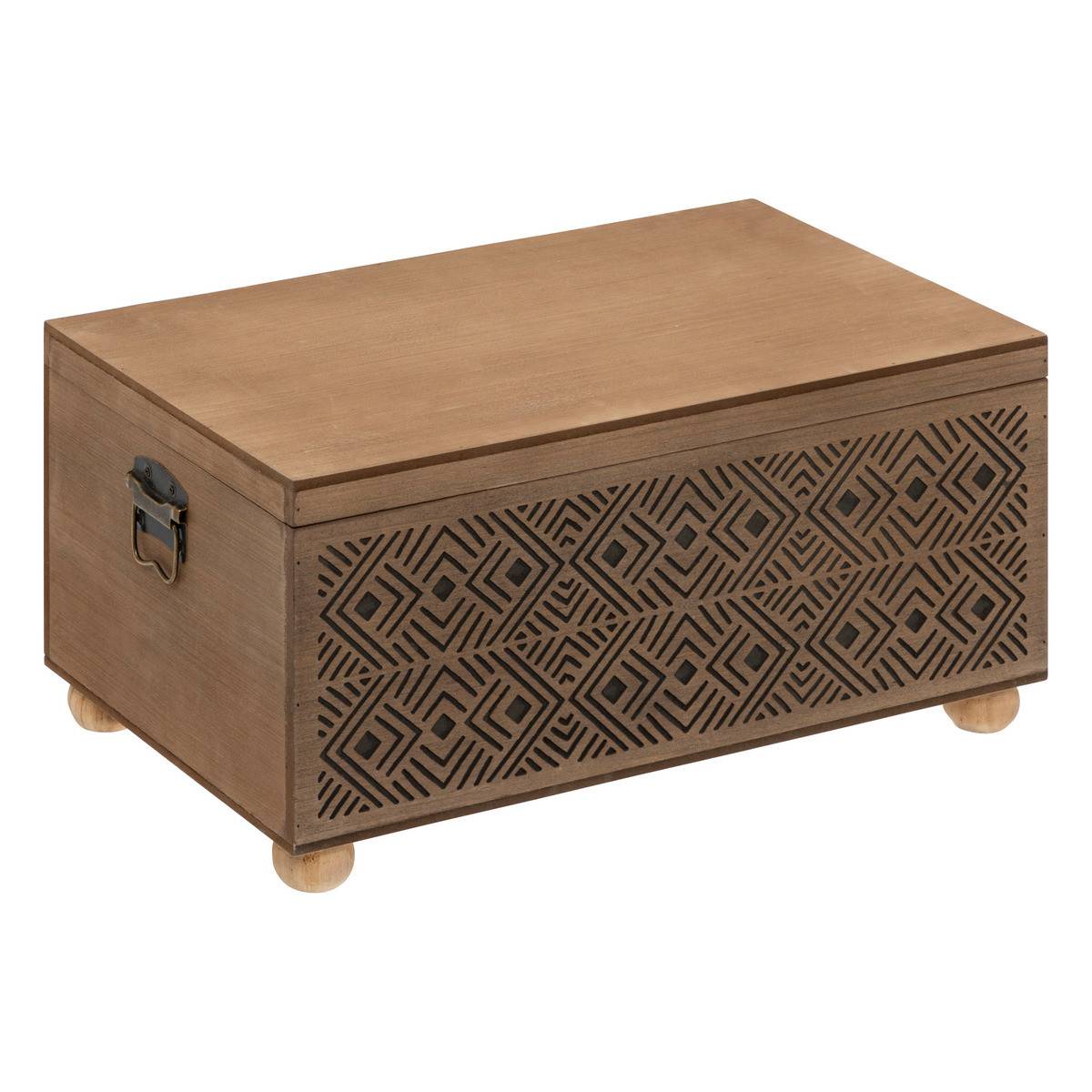 Set de 2 Malles de rangement en bois marron gravé L 51 et L 41 cm - Imagen 3