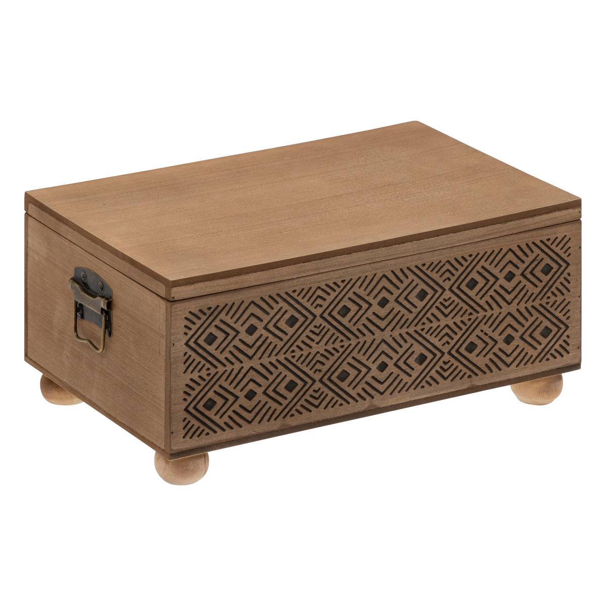Set de 2 Malles de rangement en bois marron gravé L 51 et L 41 cm - Imagen 5