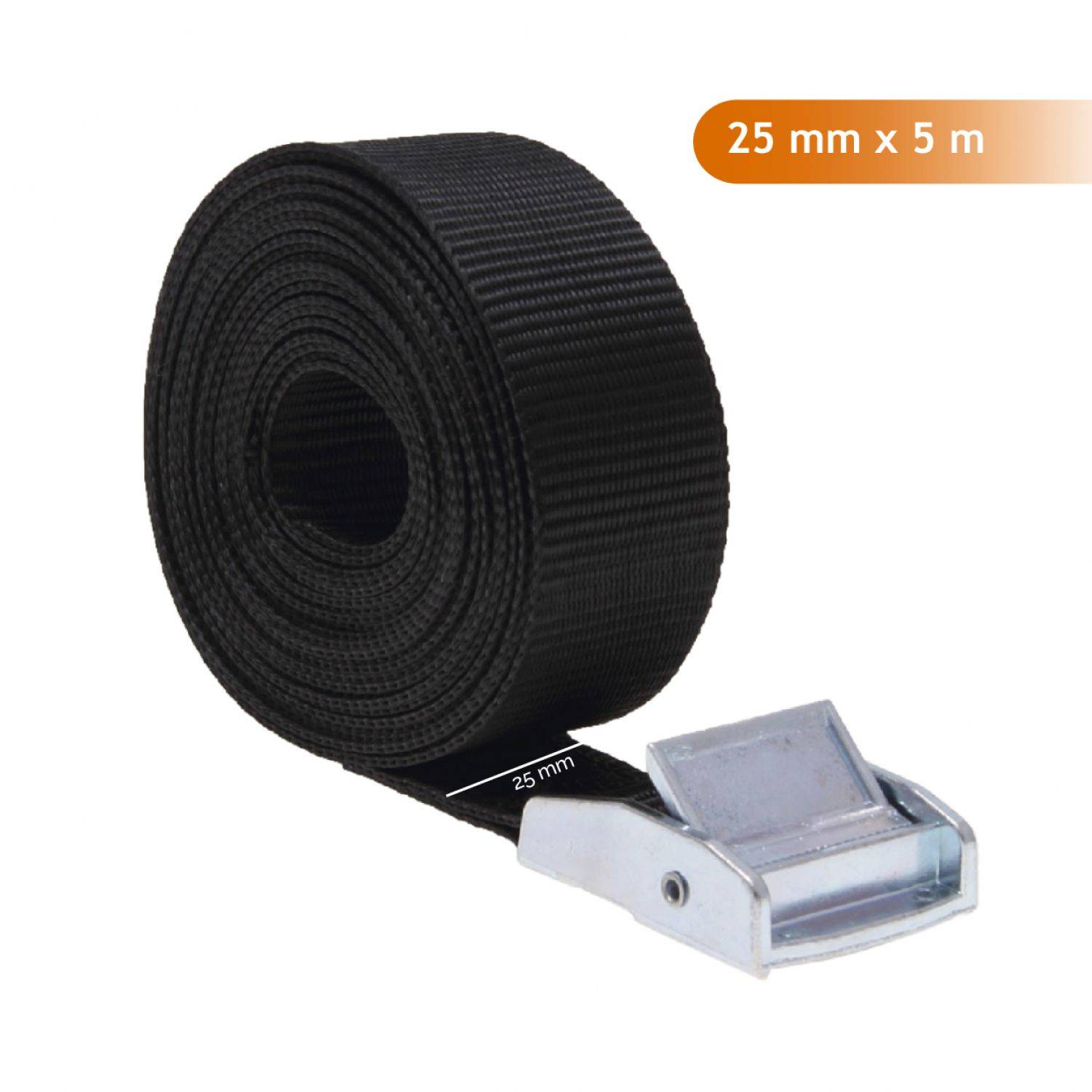 Linxor - Lot de 4 sangles d'arrimage avec boucle - 25 mm x 5 m - Noir - Linxor - Imagen 2
