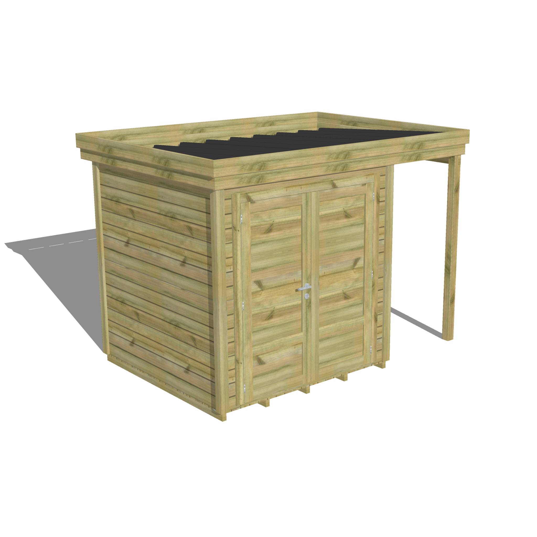 Abri Français - ABRI DE JARDIN bois  autoclave 27mm - 3,14x2,14m / 7m2 - Bac acier - Plancher bois